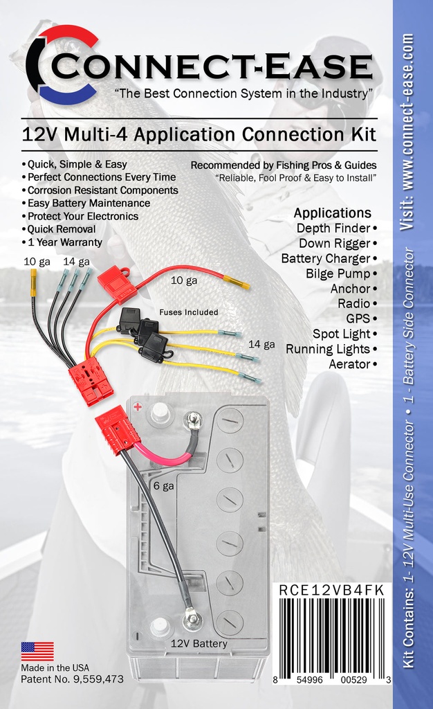 12V Multi-Accessory 4-Port Fused Connection Kit — Fuses Incl (3)