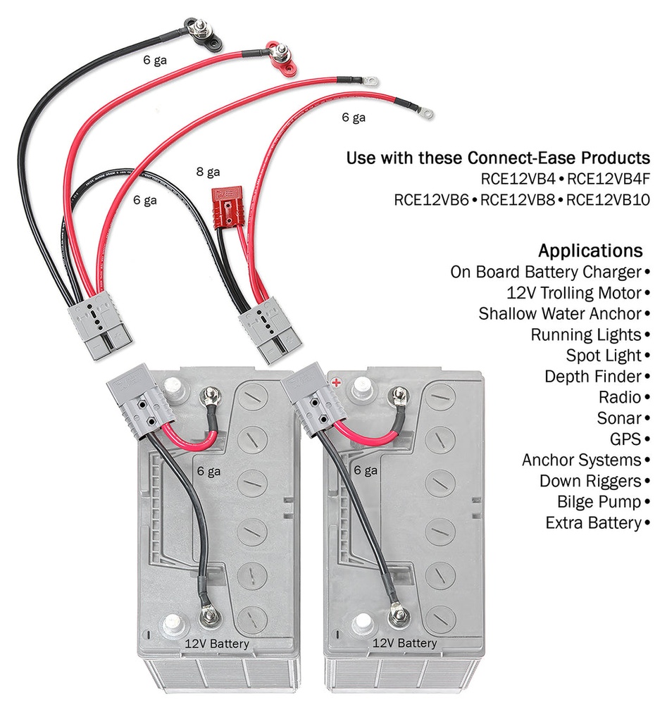 12V Outboard Dual Battery Kit with ACR Isolator — Starting & (2)