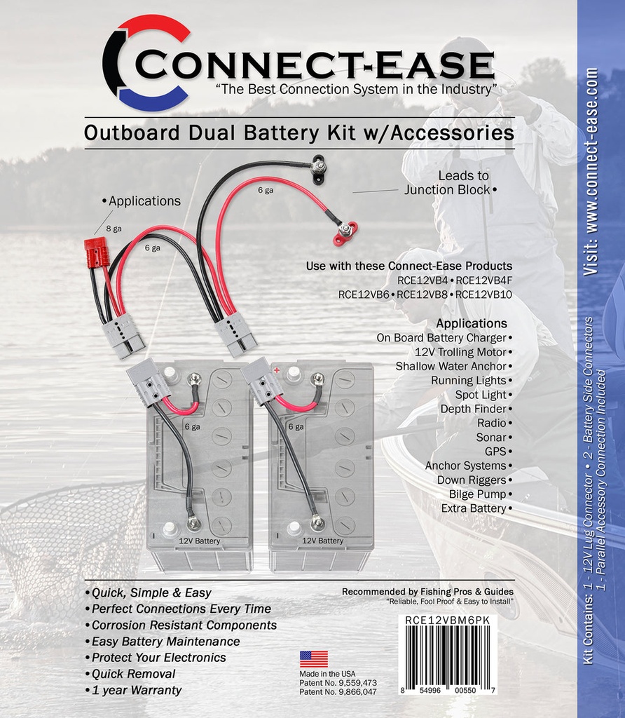 12V Outboard Dual Parallel Battery Connection Kit — 6 AWG (2)