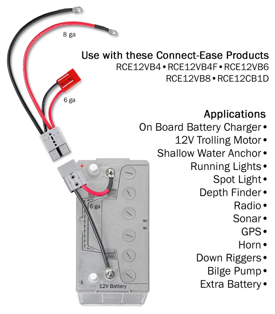 12V Outboard Starting Battery Kit with Accessory Connector — (3)
