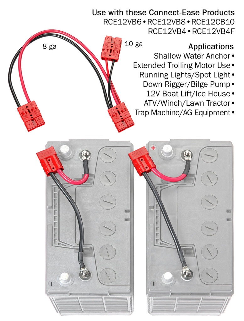12V Parallel Battery Connection Kit — Dual Battery Power for (2)