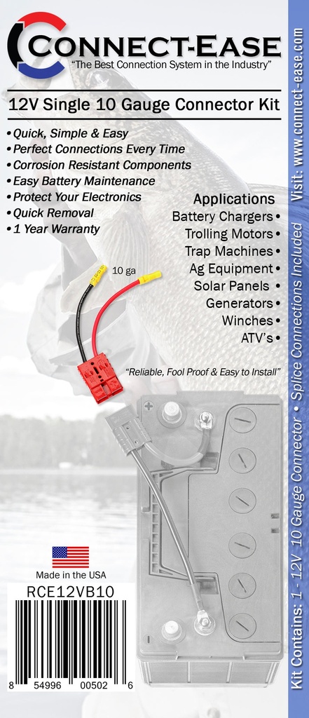 RCE12VB10 12 Volt Battery Connectors. 12 Volt 10-Gauge Singl (2)