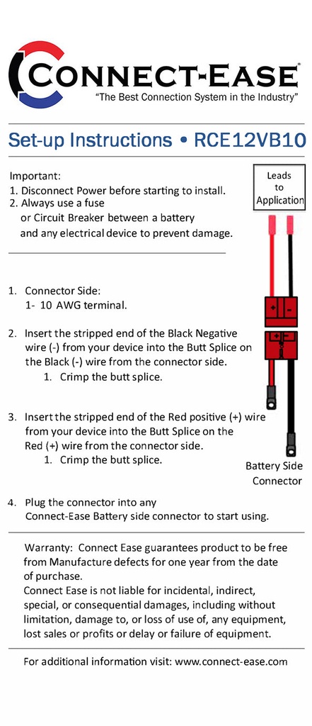 RCE12VB10 12 Volt Battery Connectors. 12 Volt 10-Gauge Singl (3)